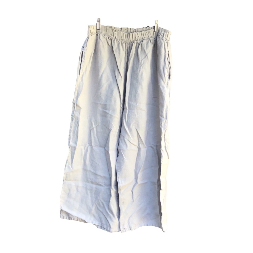 Bryn Walker Linen Pants Women's XL Beige Tan Wide Leg Lagenlook USA 31x25.5